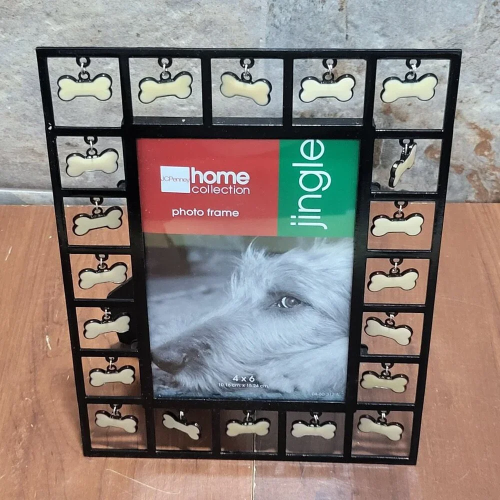 Home Collection Photo Frame Jingle Dog Bone Charms 4 x 6 Metal Picture Frame